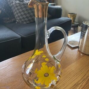 Vintage Bohemian Glass Hand Painted Liqueur Carafe